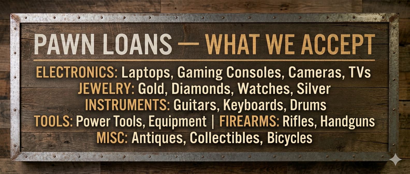 Items accepted as collateral at Xtreme Pawn